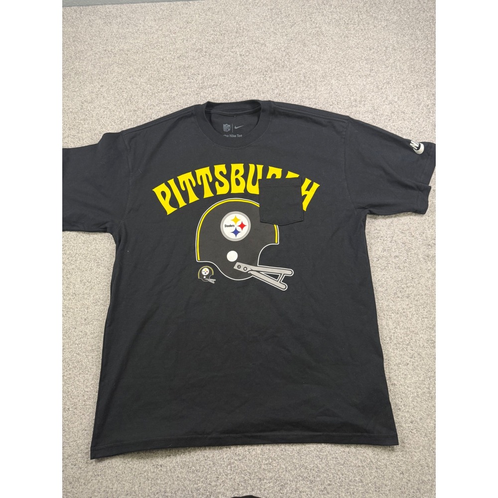Nike NFL Pittsburgh Steelers Pocket T-Shirt Mens Medium Black Football Helmet